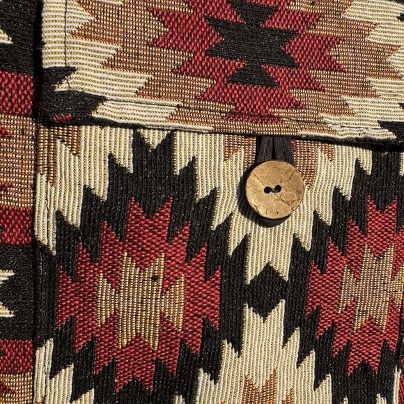Handmade Blanket Tote Southwestern Navajo Boho Tan Red Black Large Shoulder Bag - Picture 6 of 14